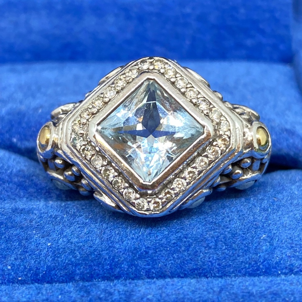John Hardy Batu Sari Jaisalmer Topaz Diamond Silver 18K Ring